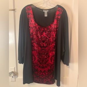 CATHERINES RHINESTONE VELVET INSERT SWEATER SIZE 4X (30-32)